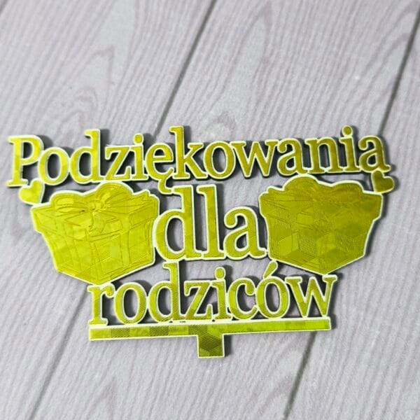 Topper Podziękowania Dla Rodziców ,złoty